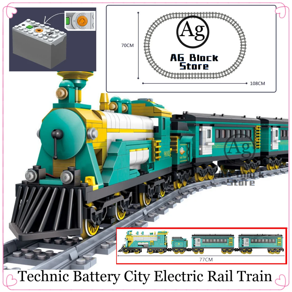Поезд батарейный город совместимый DIY Электрический Железнодорожный поезд