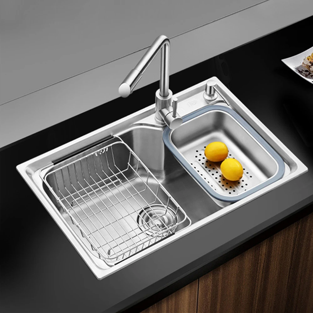 Толщина кухонная раковина из нержавеющей стали над счетчиком щеткой с одной