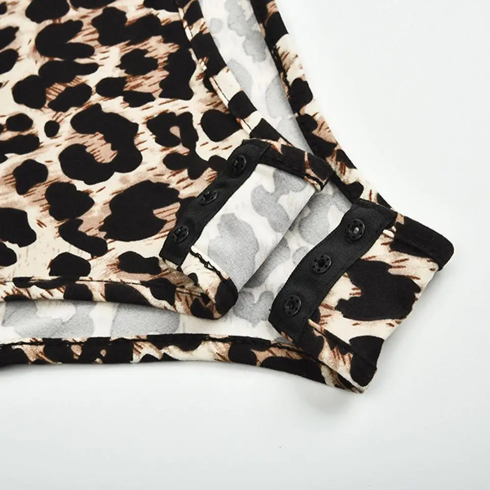 Женское боди с леопардовым принтом сексуальное эластичное облегающее Боди без