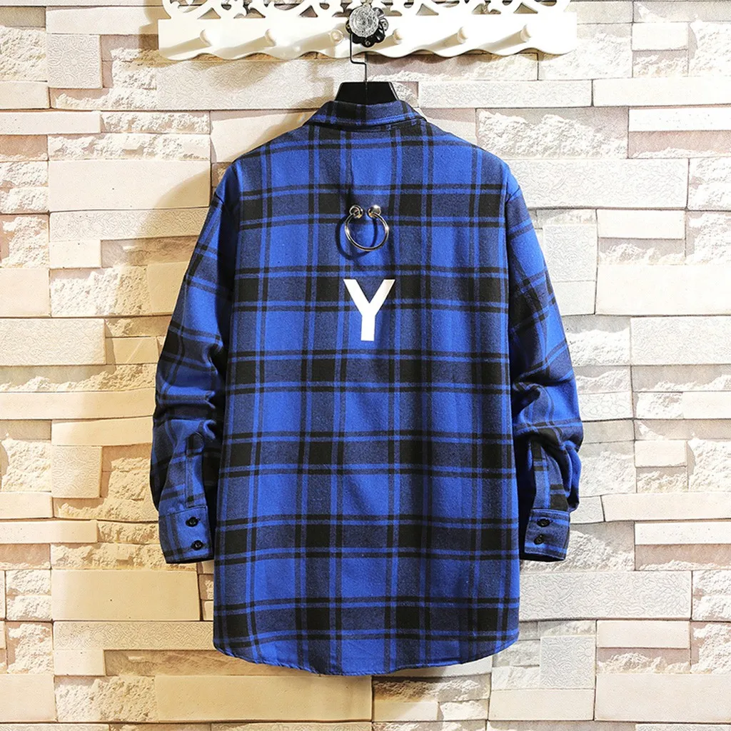 Мужские повседневные рубашки KANCOOLD Лоскутная рубашка с отворотами и карманами