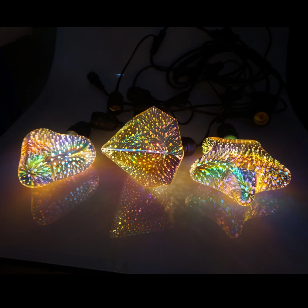 3D Красочный Светодиодный лампочки фейерверки Эдисон лампы для праздника