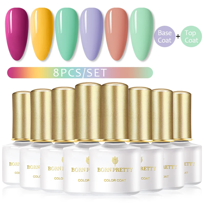 

BORN PRETTY Nail Kit 4/8PCS Gel Nail Polish Set 6ml Soak Off UV Gel Varnish Base Top Coat Nail Art Design Matte Gel Manicuring