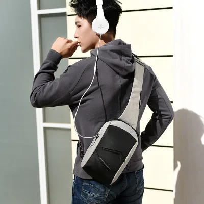 Мужская нагрудная сумка через плечо с защитой от кражи холщовые спортивные сумки