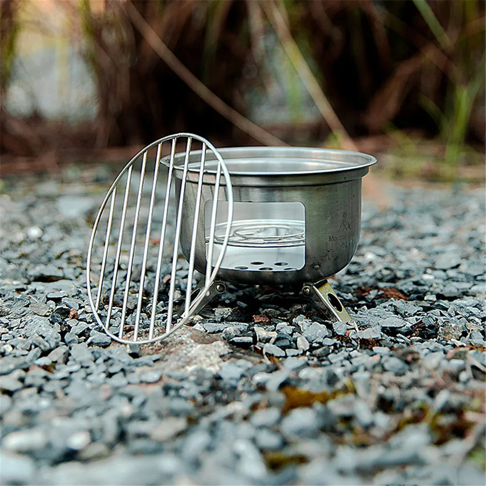 

Alcohol Stove Bracket Stainless Steel Folding Stand Side Opening Windproof Camping Outdoor Hiking Alcohol Stove Barbecue Rack