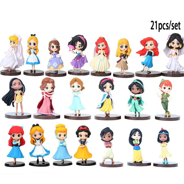 21pcs 11 шт./компл. disney принцесса фигурки игрушки Рапунцель, Белоснежка Золушки Белоснежки Фея Рапунцель украшением в виде мягкой игрушки кролика Детский подарок - Цвет: 21pcs
