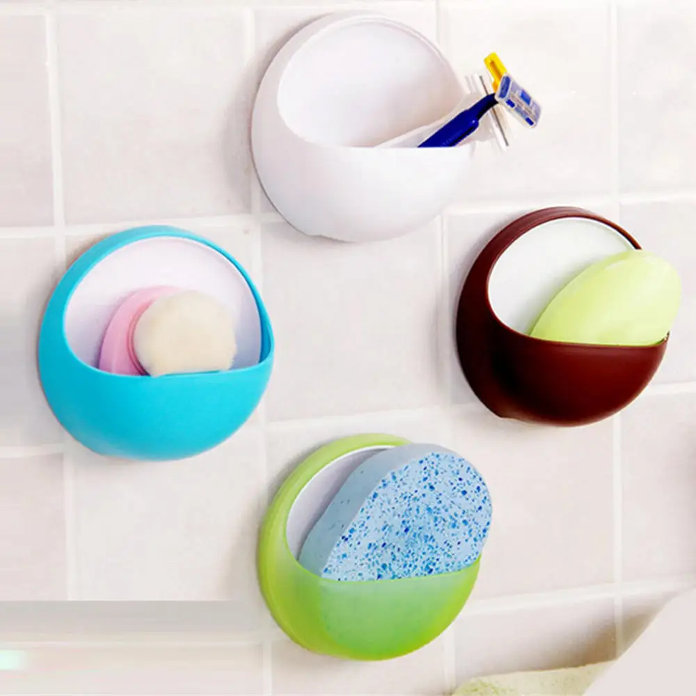 

4Pcs Suction Wall Soap Holder Home Bathroom Shower Drain Dish Container