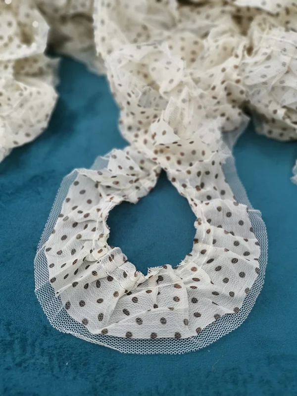 Плиссированная маленькая черная кружевная ткань в горошек 1 м сетчатая отделка