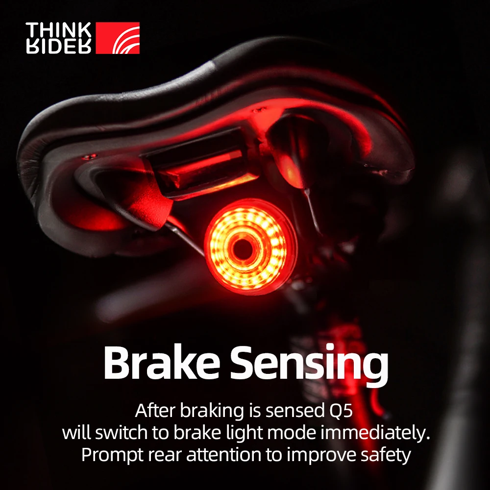 ThinkRider الدراجات الضوء الخلفي دراجة الذكية السيارات الفرامل الاستشعار ضوء IPx6 إضاءة مقاومة للماء شحن الدراجة الخلفية الخفيفة
