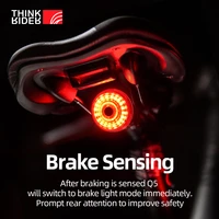 thinkrider cycling taillight bicycle smart auto brake sensing light ipx6 waterproof led charging bike rear light