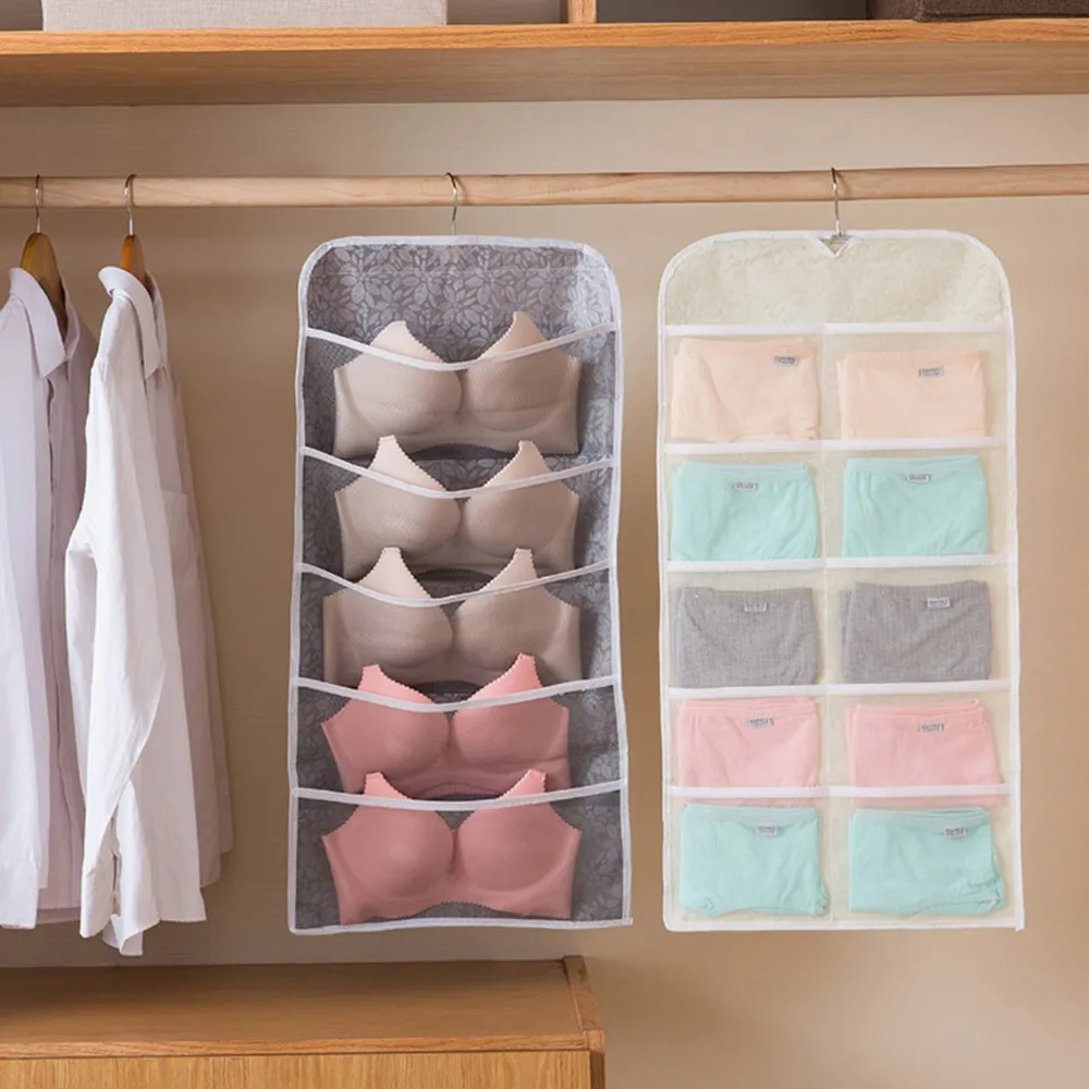 

15/30 Grid Storage Hanging Bag Double Sided Underwear Home Travel Wardrobe Socks