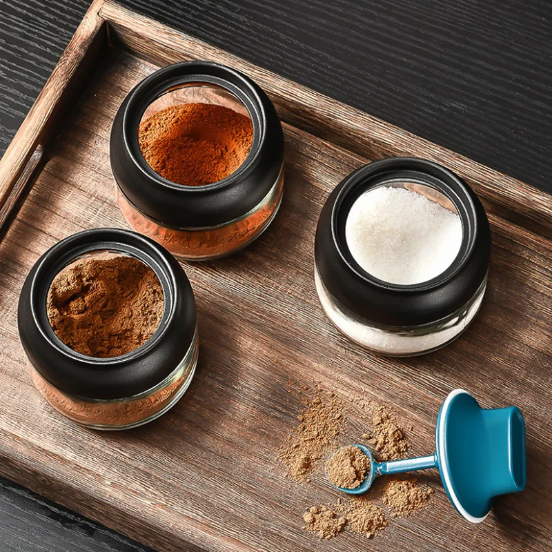 

Spice Jar Spoon Cap Sealed Seasoning Bottle PP+Silicone+Soda Kitchen Organize Household Integrated Brush