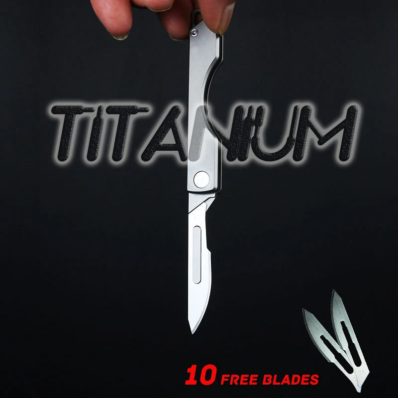 

MINI Titanium Utility knife EDC Portable Pocket Knife Emergency Key Medical Folding Knives CS GO Surgical Self-defense Survival