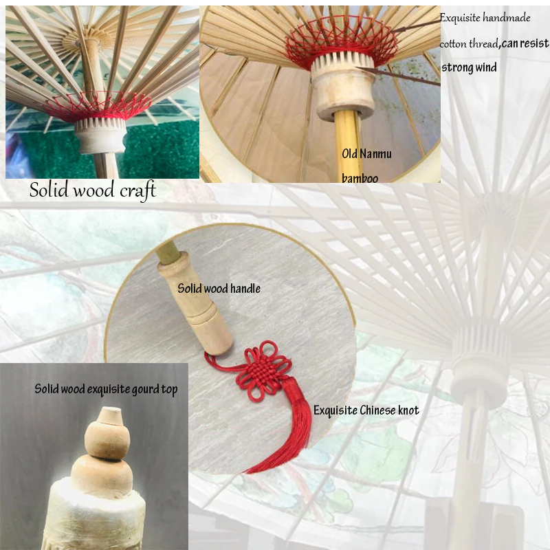 Складной зонт из промасленной бумаги деревянный Зонт от дождя женский