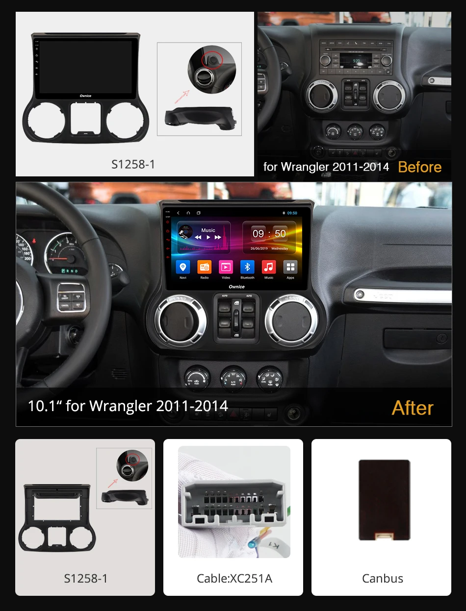 Ownice DSP SPDIF Android 9.0 Octa Core Car DVD Player Radio GPS k3 k5 k6 For Jeep Wrangler 2011 2012 2013 2014 2015 2016 4G LET |