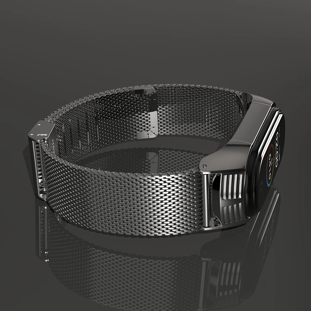 

Браслет из нержавеющей стали для Mi Band 6 5 4 3, металлический спортивный фитнес-браслет для Mi Band 5 6 4 3
