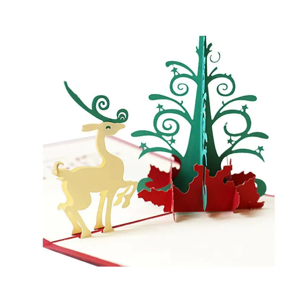 3D Up Greeting Card Handmade Happy Birthday Xmas Merry Christmas Card Gifts Invitation Card 9 Styles - Цвет: C