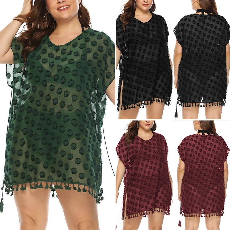 

Women Chiffon Tassels Beach Dress Swimwear Female Pareo Tunic Blouses Cover Up
