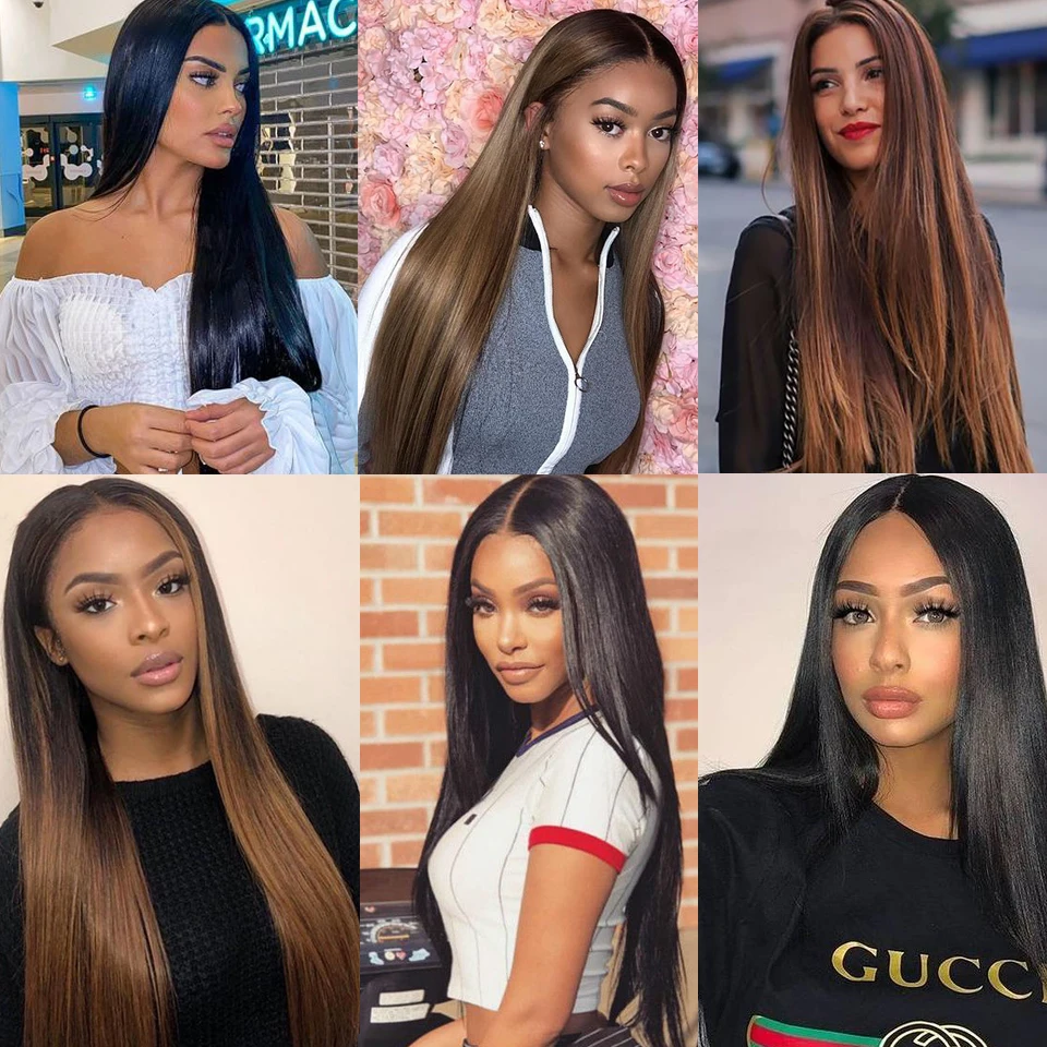 

Lupu Black Blonde Brown 24" Long Wave Hair Extensions Natural Fake False Hair Secret Invisible Fish Line Hair Pieces For Women