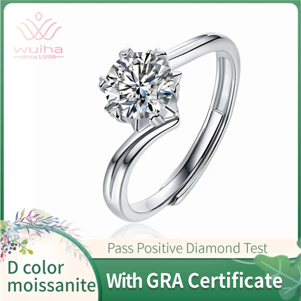 

WUIHA 100% 925 Sterling Silver 3CT Round Cut D Color VVS1 Real Moissanite Gemstone Wedding Engagement Ring Fine Jewelry With GRA
