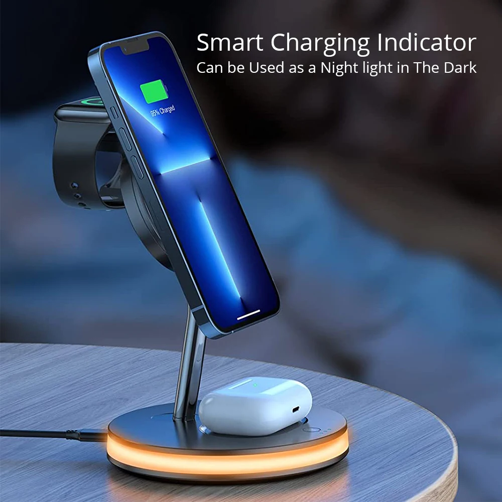 bonola qi 15w wireless charge 4 in 1 station for iphone 13 11 12 x 8 plus fast charging for apple watch 6 5airpod pro2 charger free global shipping