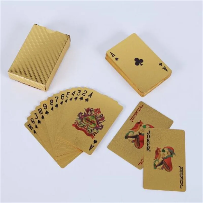 Высокое качество водонепроницаемые карты для покера золотой фольги ИГРАЛЬНЫЕ