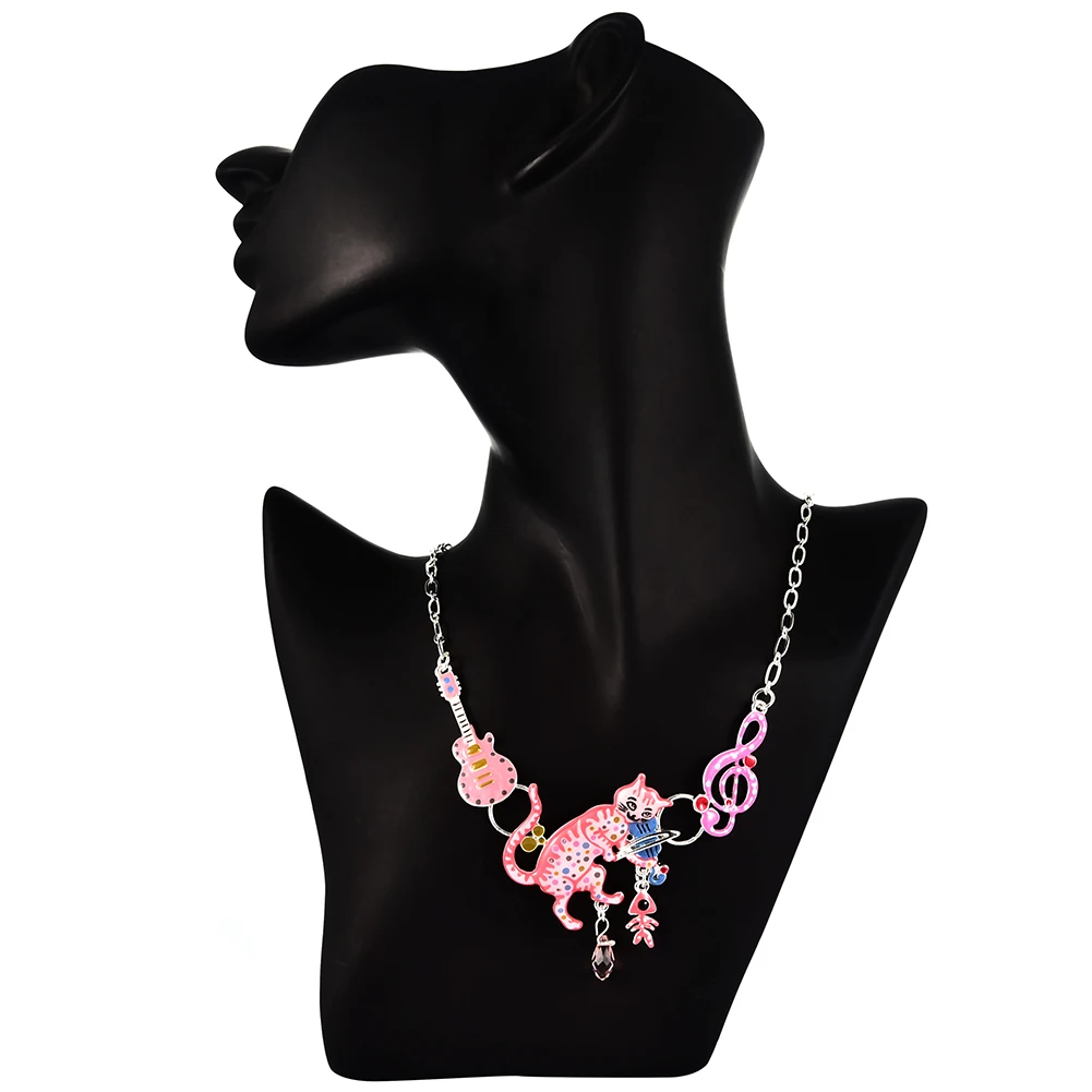 2019 модное эффектное ожерелье цепочка для заметок в виде кошки животного гитары