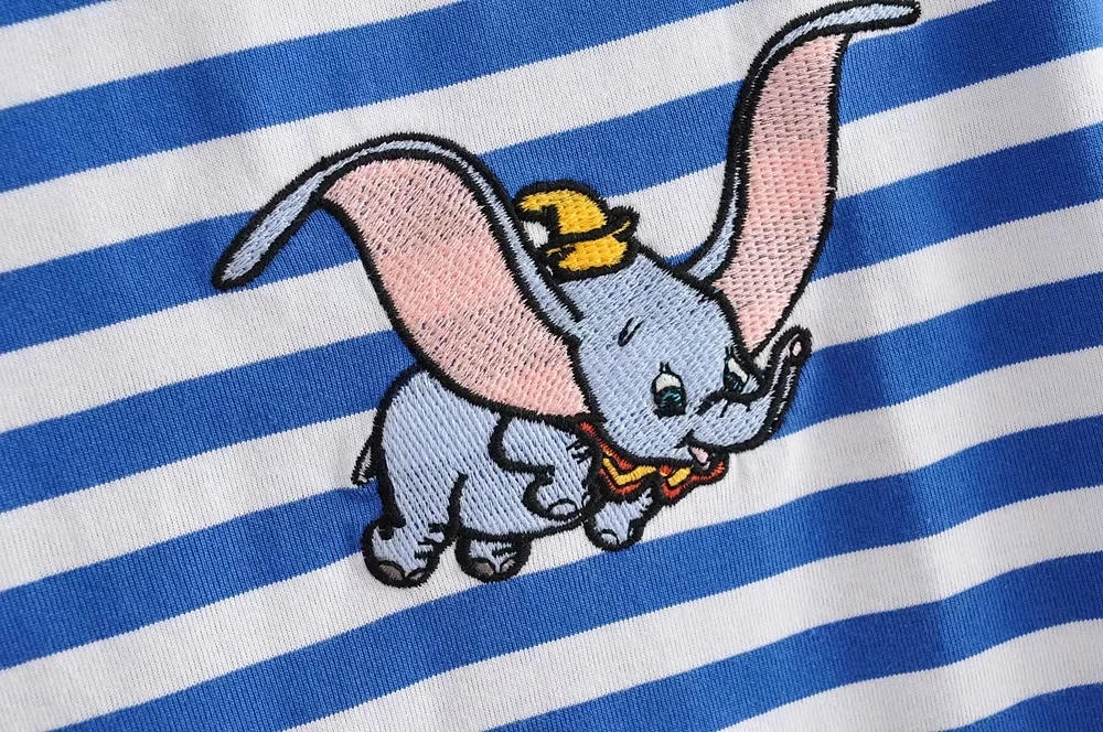 Dumbo футболка в бретонском стиле модная футболка женская одежда футболка с графическим принтом Одежда с милым рисунком классические топы хлопковая футболка