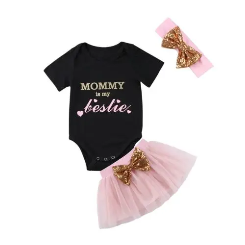 

US 3PCS Newborn Baby Girl Clothes Romper Jumpsuit+Tutu Skirt+Headband Outfit Set 2020 New Baby Summer Clothing