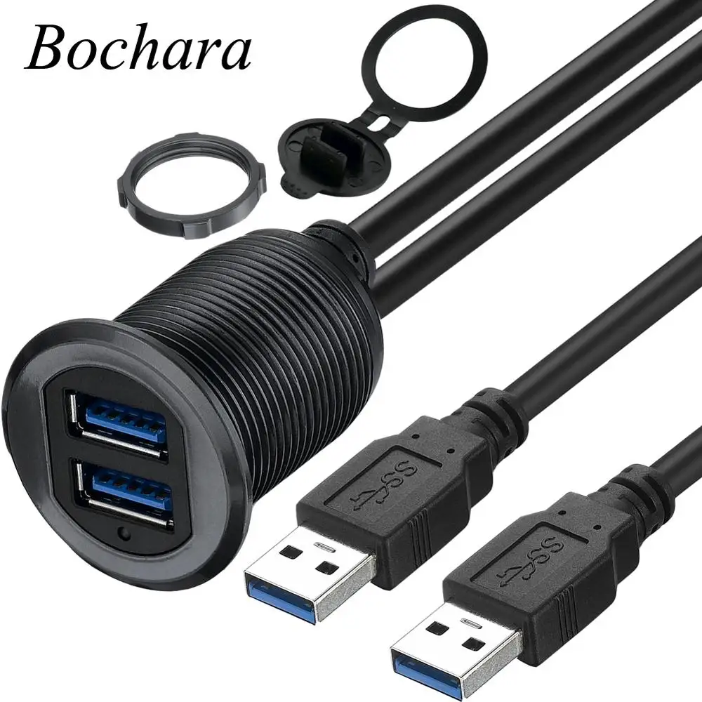 Кабель удлинитель Bochara женский с двумя USB портами и индисветильник для