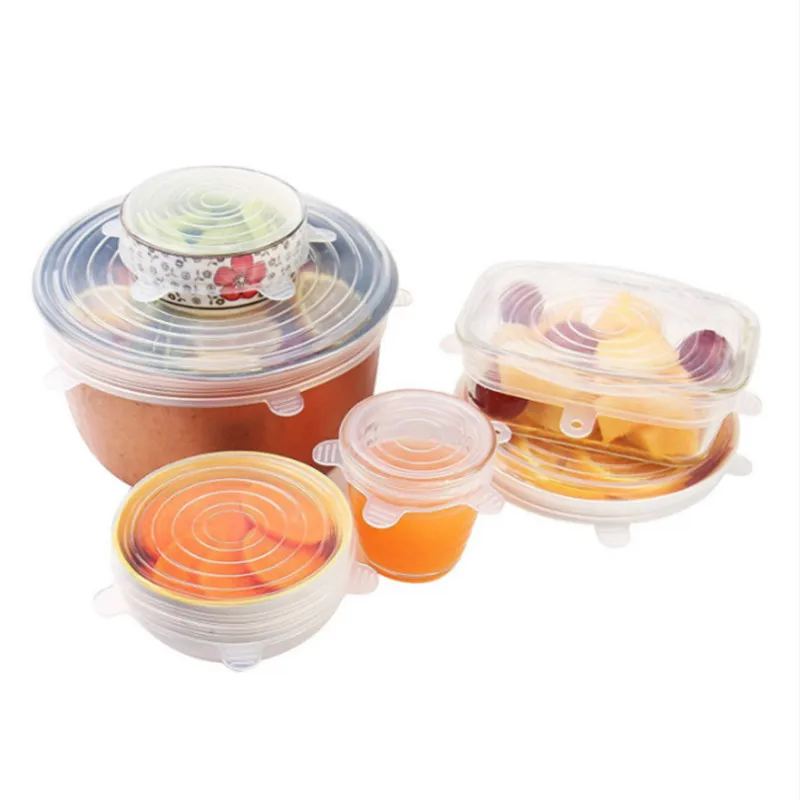 Кухонные аксессуары многоразовые силиконовые эластичные крышки универсальная