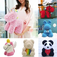 2020 hot sale dog panda unicorn teddy bear rose soap foam flower artificial toy birtthday valentines christmas gifts for women