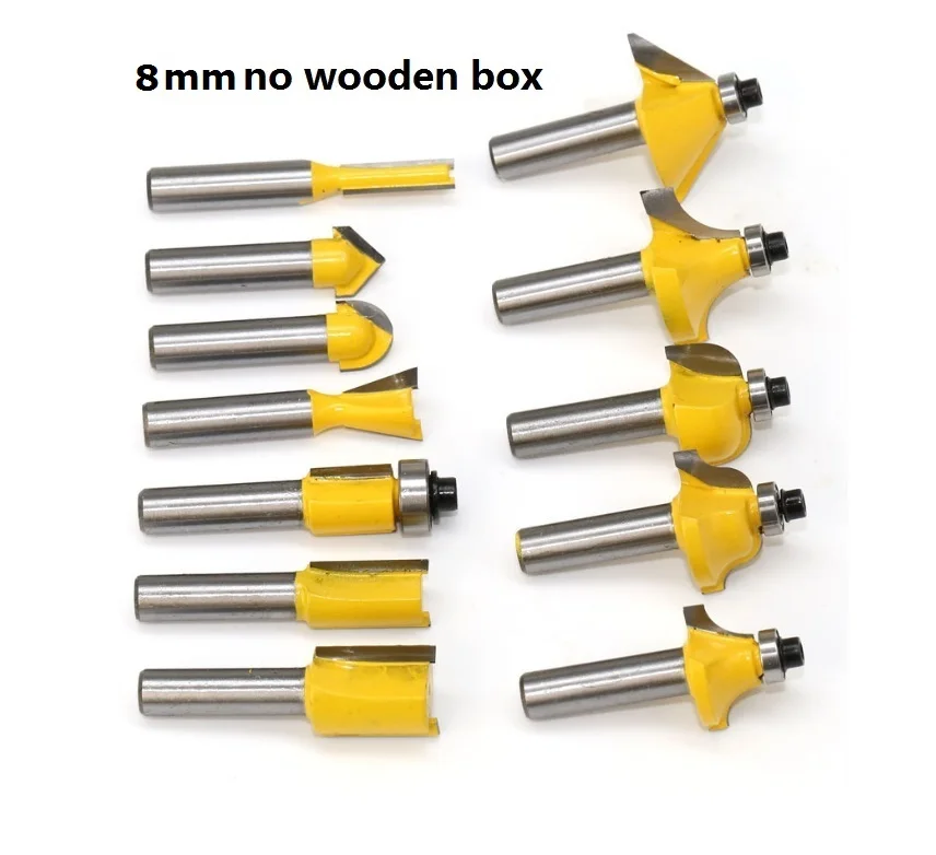 8mm no wood box 12 шт./компл. деревообрабатывающие фрезы 6,35 мм/Концевая фреза 8 мм хвостовик Карбид фрезы для резки древесины гравировальный режущий инструмент - Длина режущей кромки: 8mm no wood box