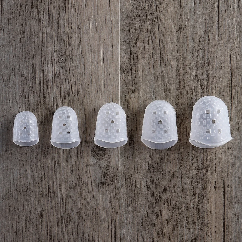 

15pcs Guitar Fingertip Protectors Silicone Finger Guards for Ukulele Electric Guitar 5 Sizes (Transparent Color)