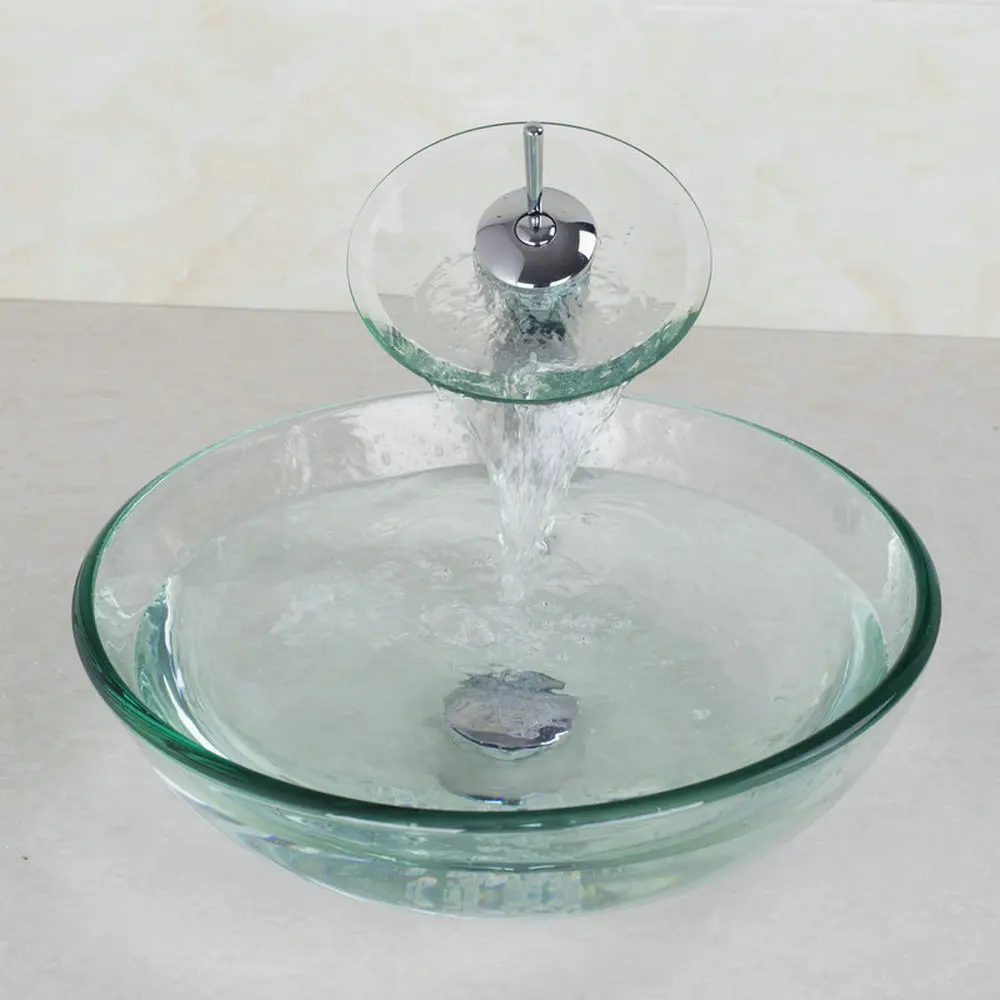 Мойка для умывальника из прозрачного стекла хромированный латунный кран шт. |