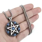 Мужская Волшебная Звезда Пентаграмма синяяфиолетовая Подвеска из нержавеющей стали набор ожерелья