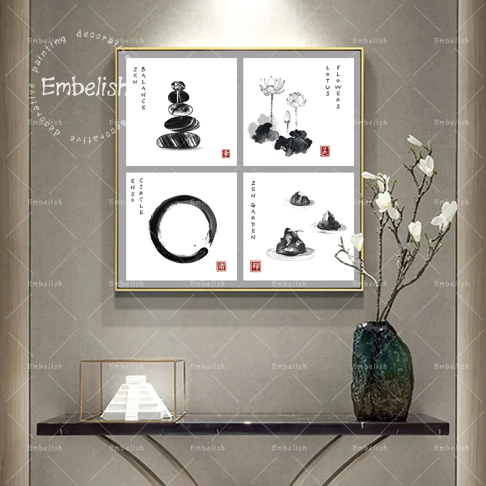 Украшение круг цветок лотоса и камень сад дзен символ Будды домашний декор