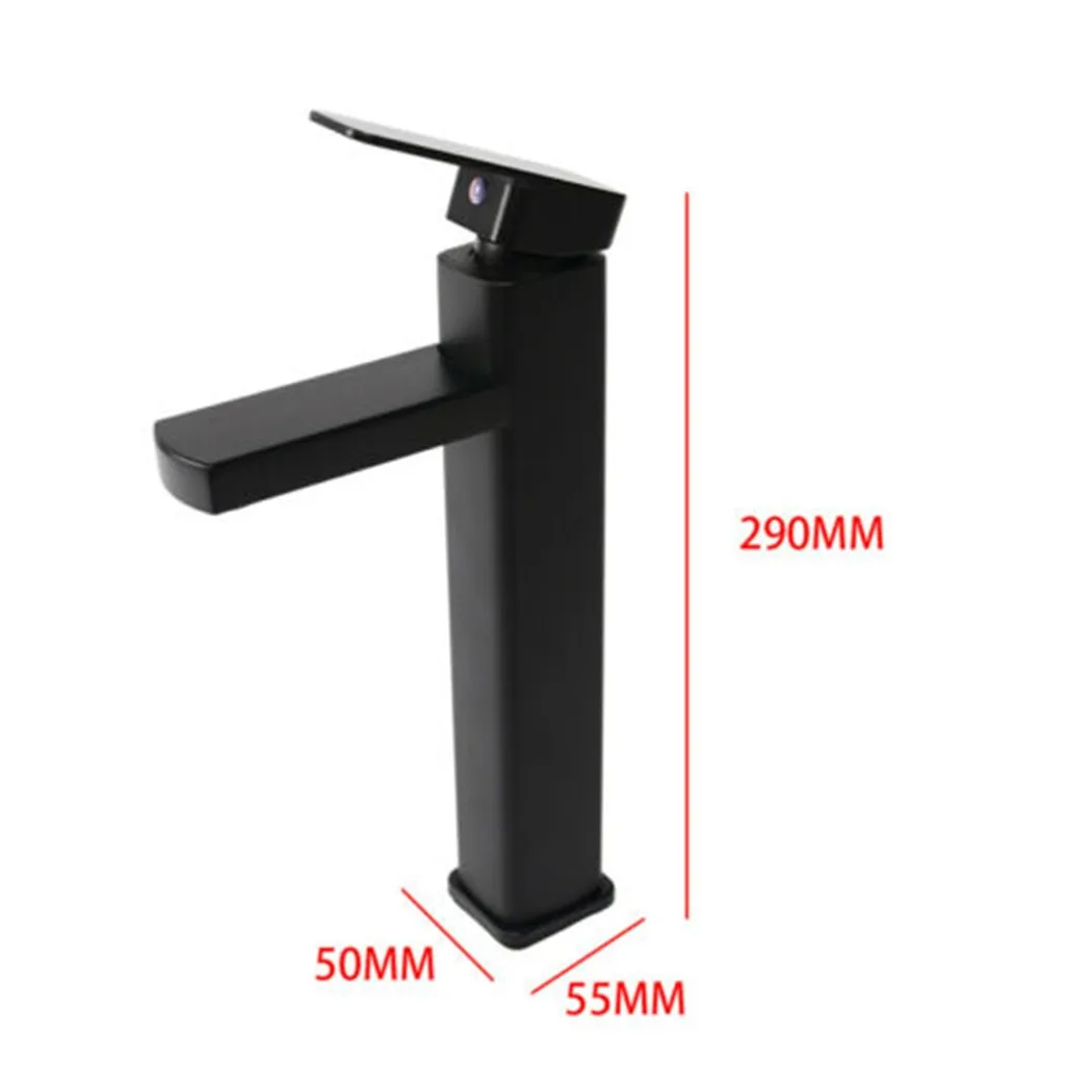 modern bathroom high rise countertop basin sink mixer tap stainless steel black hot and cold water faucet bothroom accessories free global shipping