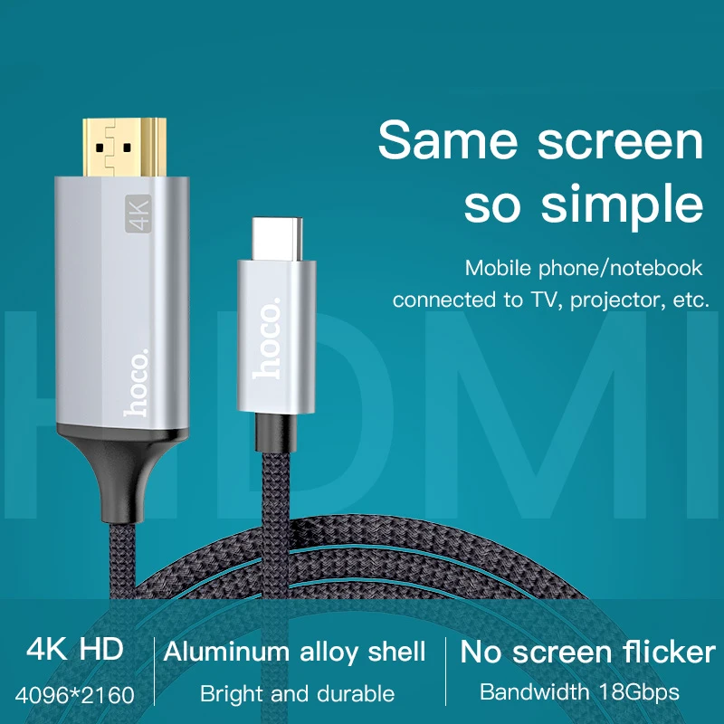 HOCO USB C HDMI-совместимый кабель Тип к адаптер для Macbook Samsung проектор с кабелем типа |