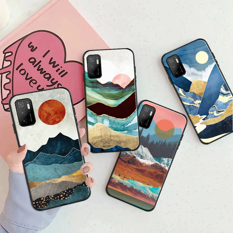 

Hand Painted Sun Phone Case For Xiaomi POCO F3 GT X3 Pro X3 GT M3 M3 Pro X3 X3 NFC Funda Cases Coque Soft TPU Back Cover
