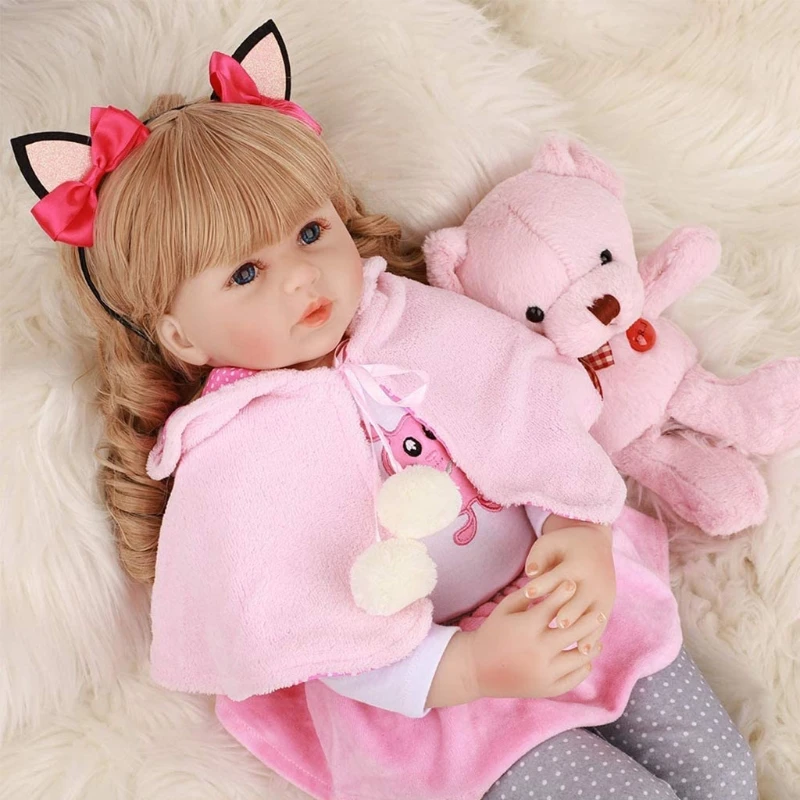 

2021 New 24In Looking Lifelike Realistic Baby Vinyl Silicone Cloth Body Newborn Care Toy