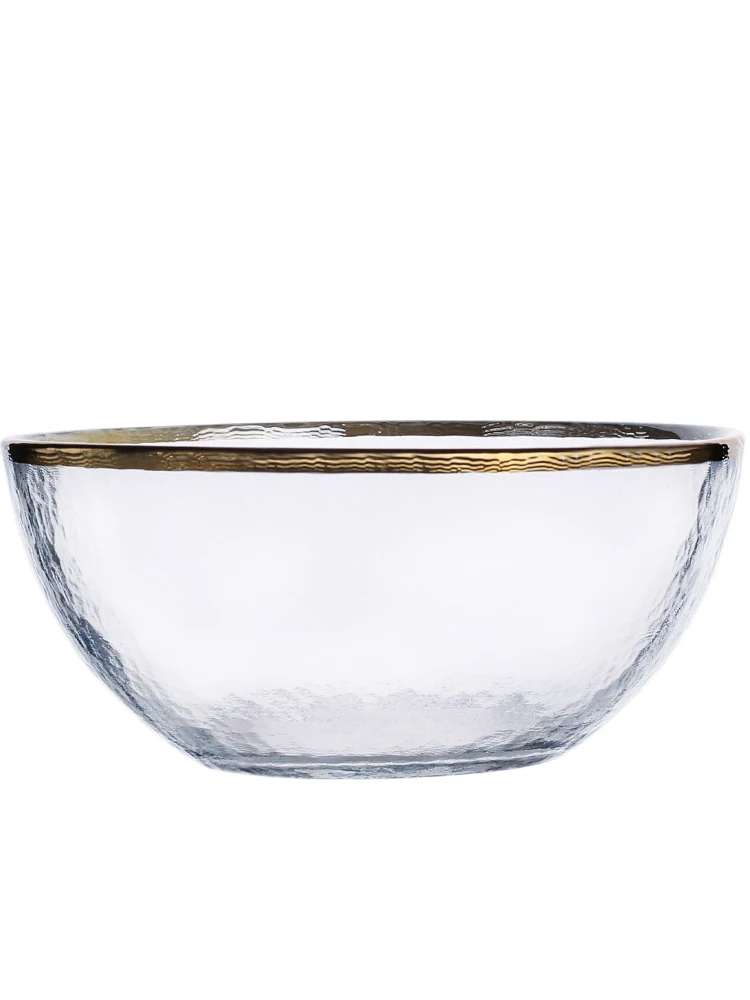 Прозрачная стеклянная Салатница с золотыми краями милая креативная