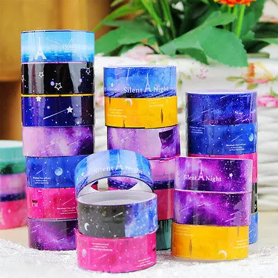 

10 pcs/lot 1.5M Starry Sky Washi Pvc Roll DIY Decor Scrapbooking Sticker Masking Adhesive Tape