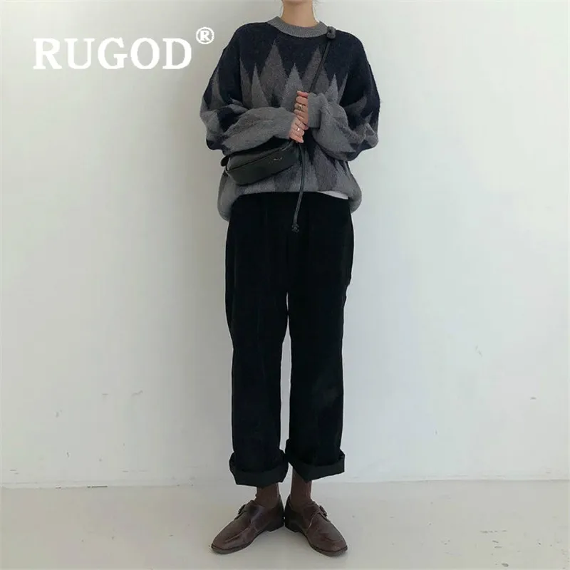 RUGOD 2019 Новый женский шерстяной смешанный флисовый свитер с круглым вырезом