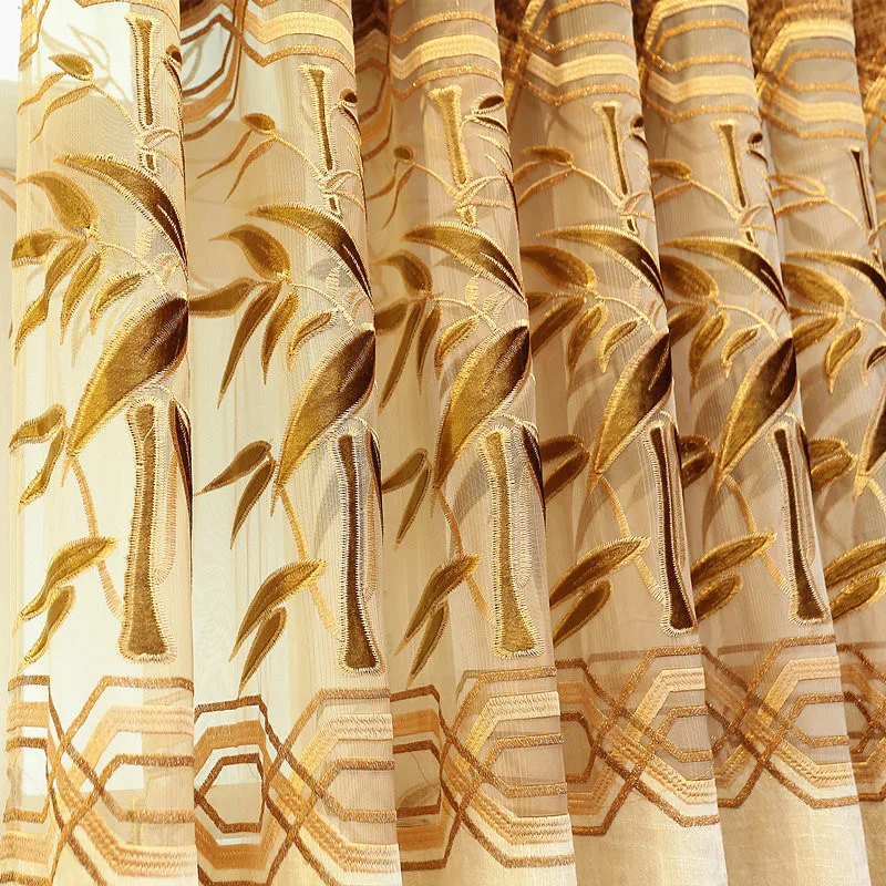 Европейские вышитые шторы для виллы роскошные из полиэстера и хлопка спальни
