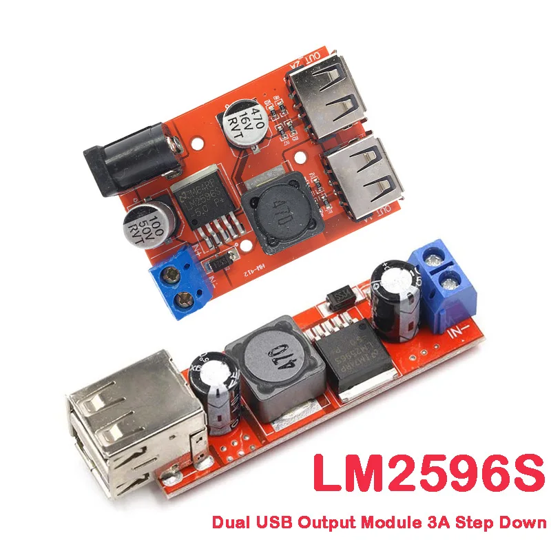

Converter Module Vehile Charger Step Down LM2596 LM2596S Dual USB Output 9V/12V/24V/36V Car Charger Switch 5V DC-DC Power Supply