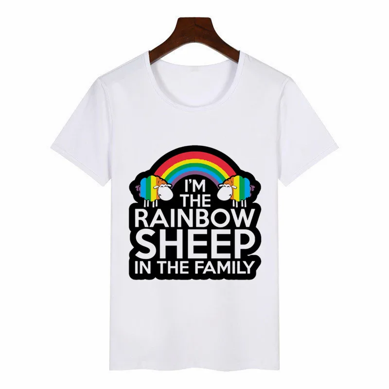 Футболка унисекс с радужной овечкой Классическая Повседневная рубашка принтом