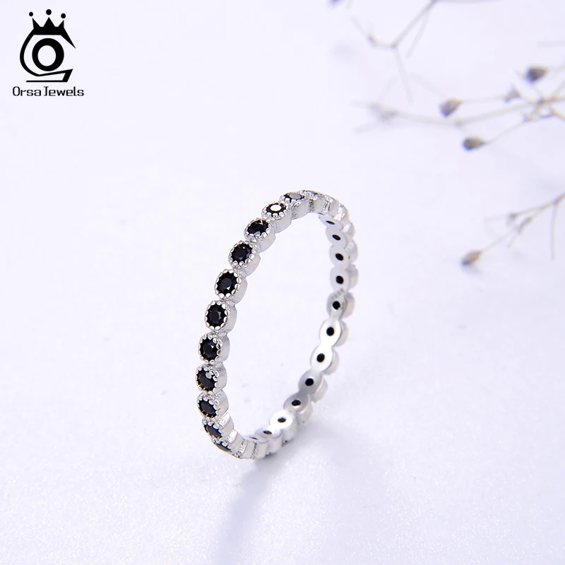 ORSA JEWELS, Настоящее серебро 925 пробы, складные кольца для женщин, полный круг, AAAA, циркониевое кольцо, кольца на палец, свадебные, обручальные ювелирные изделия SR145