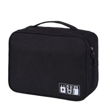 Черный New Unisex Cosmetic Bag Travel Storage Bag Organizer Solid Zipper Portable Large Capacity Storage Box - Цвет: Черный
