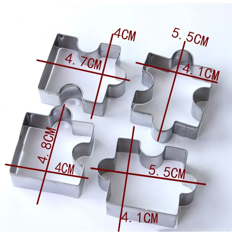 Promotion! Stainless Steel Fondant Biscuit Cookie Cutter Cake Pastry Puzzle Mold 4 Pcs | Tools