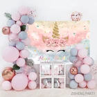 Пастельная фотография единорога, Фотофон с единорогом, розовые и серые воздушные шары, Детский праздник для будущей мамы, товары для дня рождения девочек